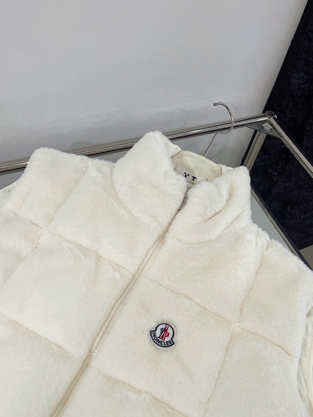 Moncler Cream Quilted Sherpa Vest - Women's Sleeveless Puffer - Picture 4 of 9